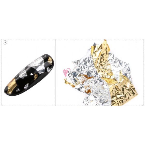 Foite subtiri colorate pentru decor unghii FSU03 Silver Gold
